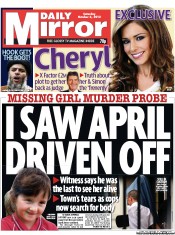 Daily Mirror Newspaper Front Page (UK) for 6 October 2012