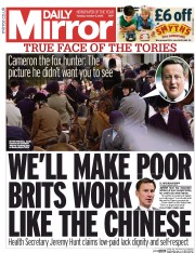 Daily Mirror (UK) Newspaper Front Page for 6 October 2015