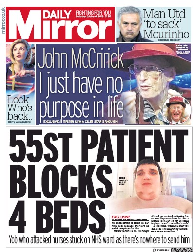 Daily Mirror Newspaper Front Page (UK) for 6 October 2018