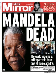 Daily Mirror Newspaper Front Page (UK) for 6 December 2013