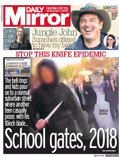 Daily Mirror Newspaper Front Page (UK) for 6 December 2018