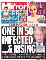 Daily Mirror (UK) Newspaper Front Page for 6 January 2021