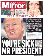 Daily Mirror (UK) Newspaper Front Page for 6 February 2018
