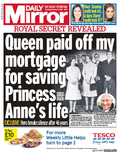Daily Mirror Newspaper Front Page (UK) for 6 February 2020