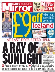 Daily Mirror (UK) Newspaper Front Page for 6 February 2021