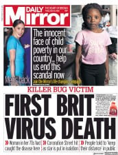 Daily Mirror (UK) Newspaper Front Page for 6 March 2020