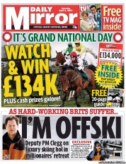 Daily Mirror (UK) Newspaper Front Page for 6 April 2013