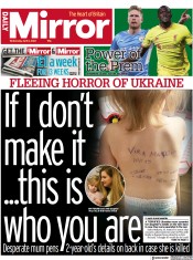Daily Mirror (UK) Newspaper Front Page for 6 April 2022
