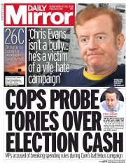 Daily Mirror (UK) Newspaper Front Page for 6 May 2016