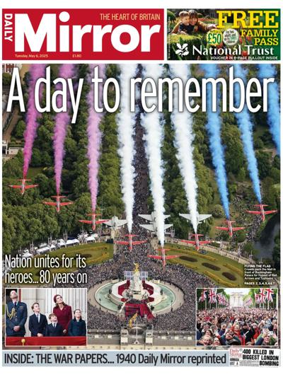 Daily Mirror Newspaper Front Page (UK) for 6 May 2025