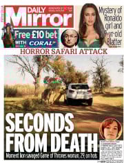 Daily Mirror (UK) Newspaper Front Page for 6 June 2015