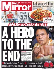 Daily Mirror (UK) Newspaper Front Page for 6 June 2016