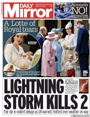 Daily Mirror (UK) Newspaper Front Page for 6 July 2015