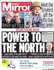 Daily Mirror (UK) Newspaper Front Page for 7 November 2019