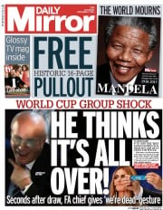 Daily Mirror (UK) Newspaper Front Page for 7 December 2013