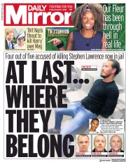 Daily Mirror (UK) Newspaper Front Page for 7 December 2018