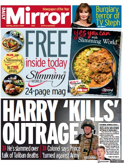 Daily Mirror Newspaper Front Page (UK) for 7 January 2023