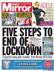 Daily Mirror (UK) Newspaper Front Page for 7 May 2020