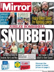 Daily Mirror front page for 7 May 2022