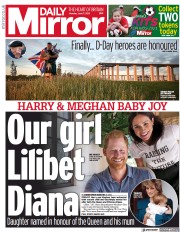 Daily Mirror (UK) Newspaper Front Page for 7 June 2021