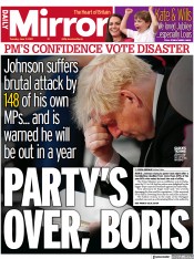 Daily Mirror (UK) Newspaper Front Page for 7 June 2022