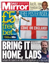 Daily Mirror (UK) Newspaper Front Page for 7 July 2021
