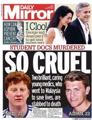 Daily Mirror Newspaper Front Page (UK) for 7 August 2014