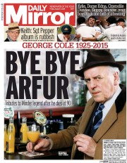 Daily Mirror Newspaper Front Page (UK) for 7 August 2015