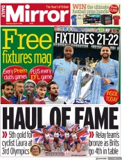 Daily Mirror (UK) Newspaper Front Page for 7 August 2021