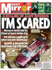 Daily Mirror (UK) Newspaper Front Page for 7 September 2012