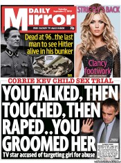 Daily Mirror Newspaper Front Page (UK) for 7 September 2013