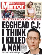 Daily Mirror (UK) Newspaper Front Page for 7 September 2015