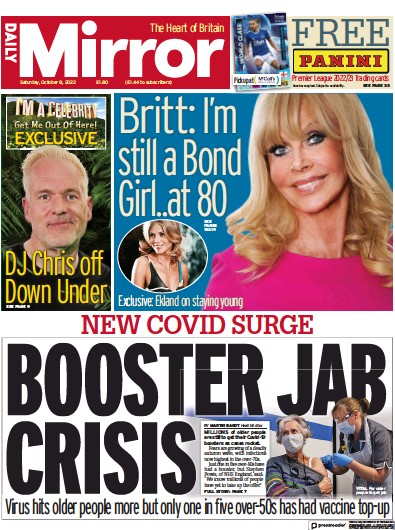 Daily Mirror Newspaper Front Page (UK) for 8 October 2022