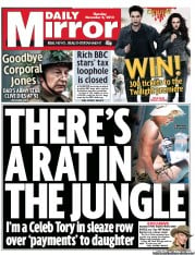 Daily Mirror Newspaper Front Page (UK) for 8 November 2012