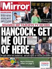 Daily Mirror (UK) Newspaper Front Page for 8 December 2022