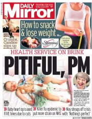 Daily Mirror (UK) Newspaper Front Page for 8 January 2018
