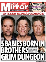 Daily Mirror (UK) Newspaper Front Page for 8 May 2013