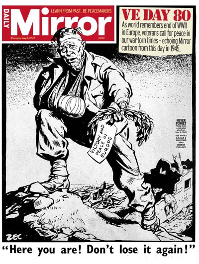 Daily Mirror Newspaper Front Page (UK) for 8 May 2025