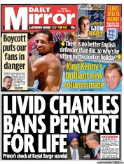 Daily Mirror Newspaper Front Page (UK) for 8 June 2012