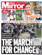 Daily Mirror (UK) Newspaper Front Page for 8 June 2020