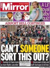 Daily Mirror (UK) Newspaper Front Page for 8 June 2022
