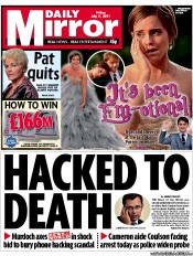 Daily Mirror (UK) Newspaper Front Page for 8 July 2011