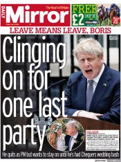 Daily Mirror (UK) Newspaper Front Page for 8 July 2022
