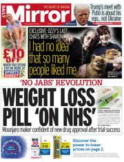 Daily Mirror front page for 8 August 2025