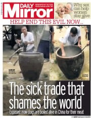 Daily Mirror (UK) Newspaper Front Page for 8 September 2016