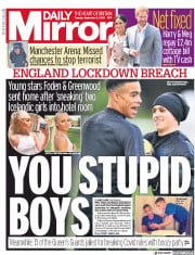 Daily Mirror (UK) Newspaper Front Page for 8 September 2020