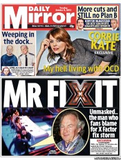 Daily Mirror Newspaper Front Page (UK) for 9 October 2012