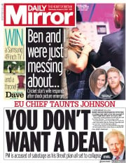 Daily Mirror (UK) Newspaper Front Page for 9 October 2019