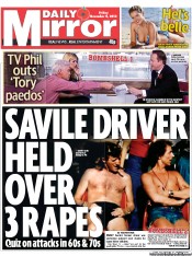Daily Mirror (UK) Newspaper Front Page for 9 November 2012