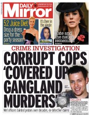 Daily Mirror (UK) Newspaper Front Page for 9 November 2015